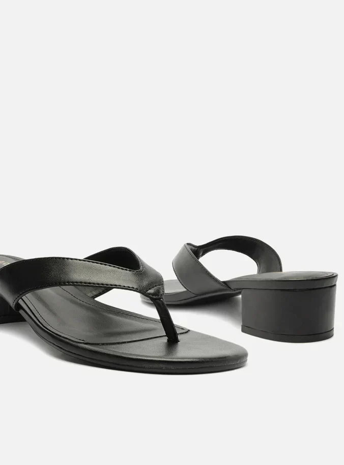 Sandália Preta Salto Bloco Cortiça Tiras