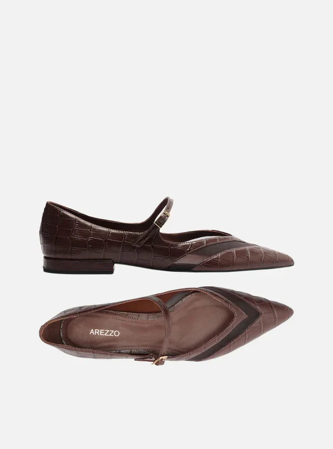 Sapatilha Marrom Croco Tela