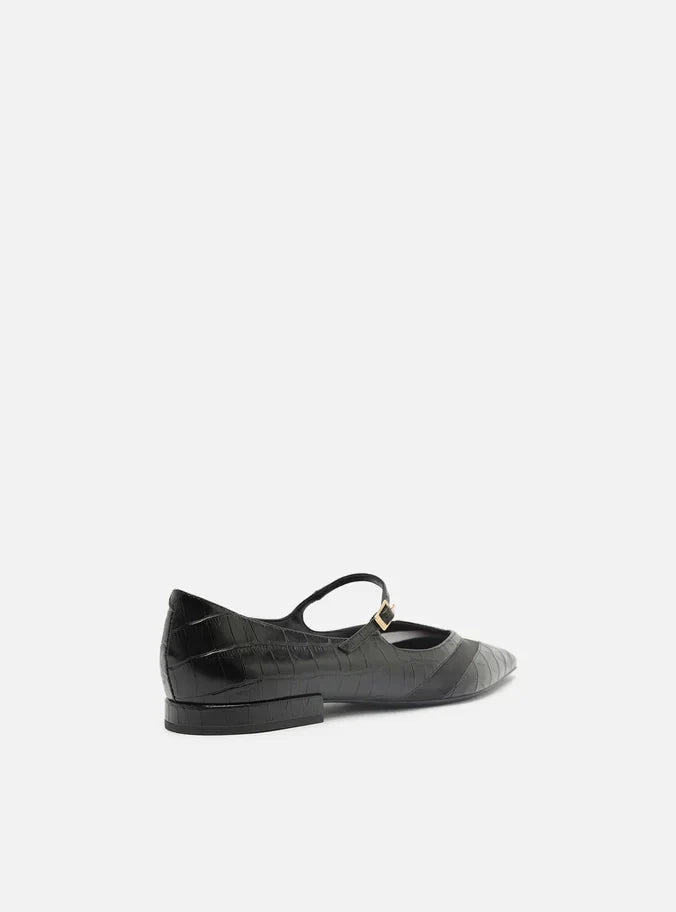 Sapatilha Preta Croco Tela