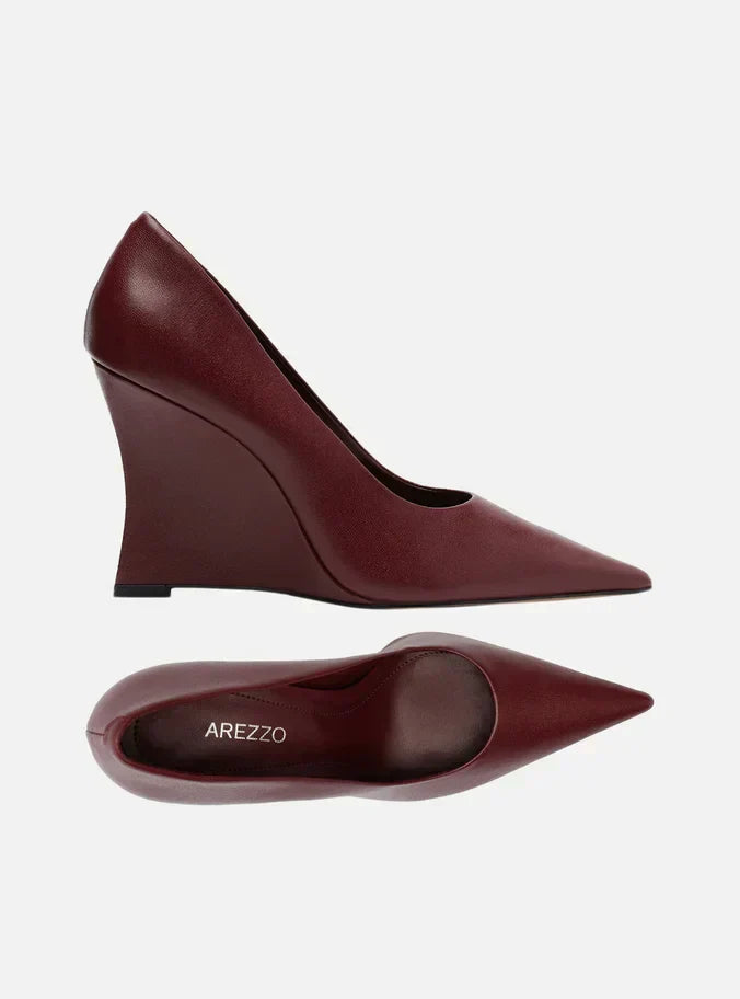 Scarpin Vermelho Couro Salto Alto Anabela