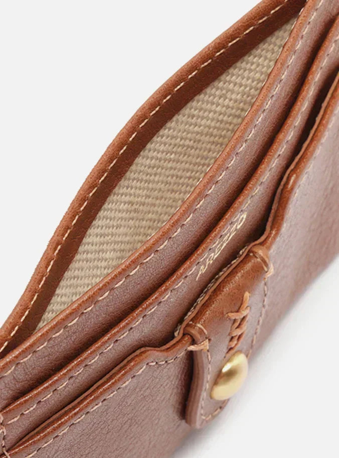 Porta-Cartões Caramelo Couro Lapela