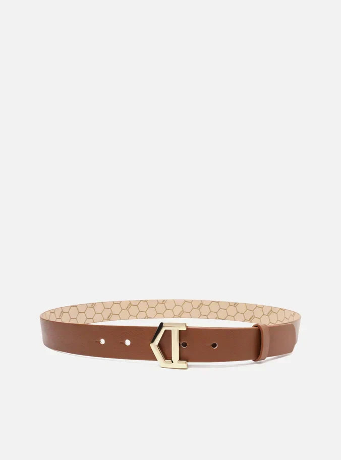 Cinto Caramelo Couro Médio Fivela A Metal