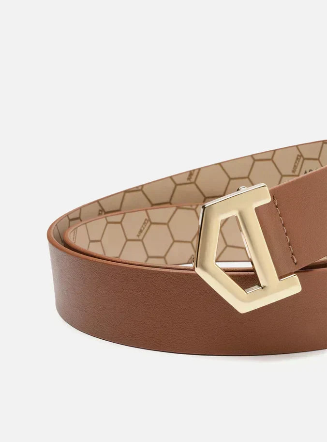 Cinto Caramelo Couro Médio Fivela A Metal