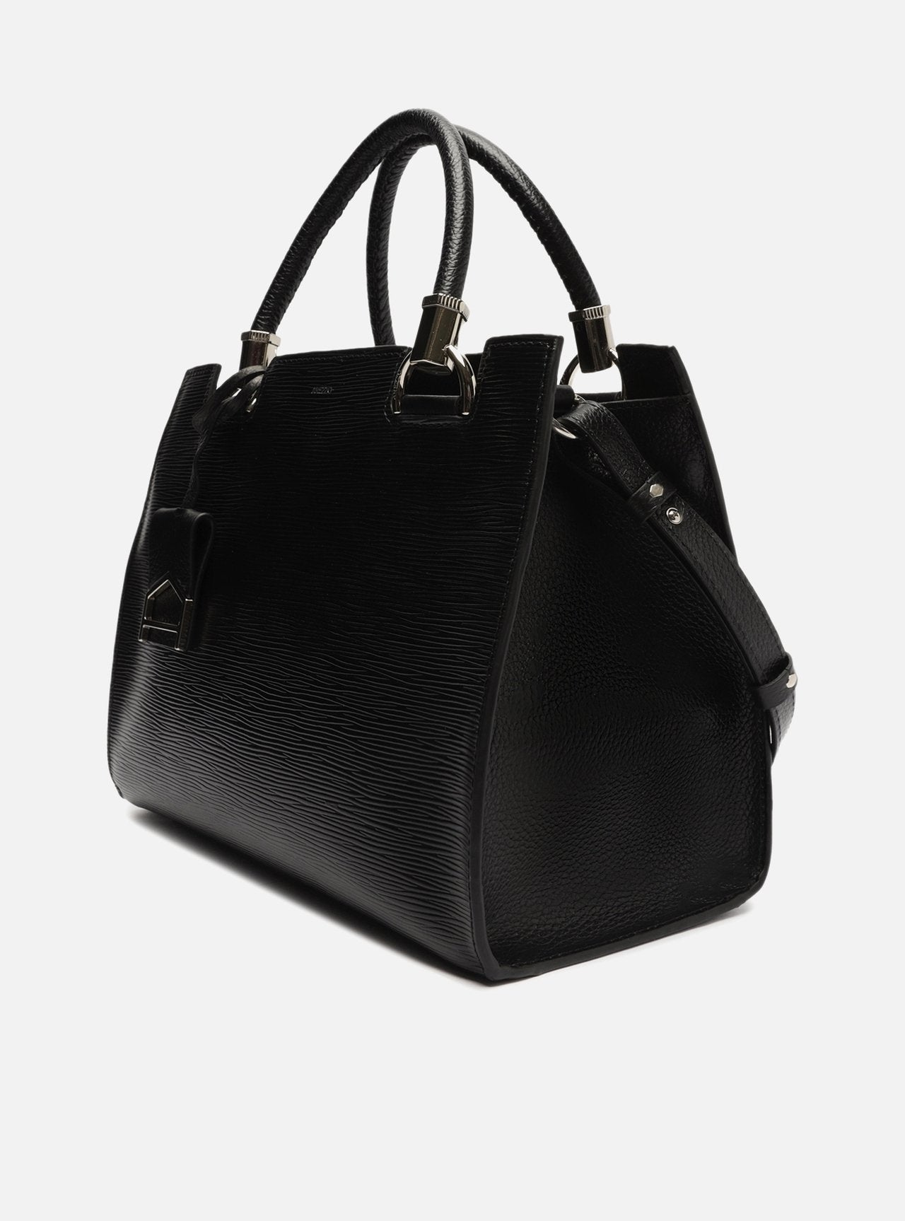 Tote Preta Couro Wave Abraccio Grande