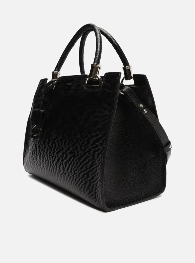 Tote Preta Couro Wave Abraccio Grande