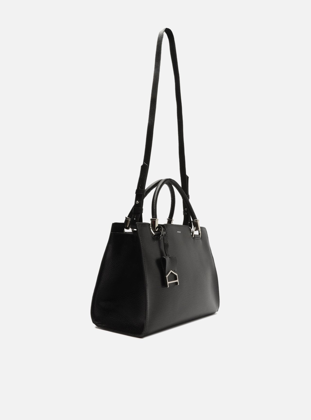 Tote Preta Couro Wave Abraccio Grande