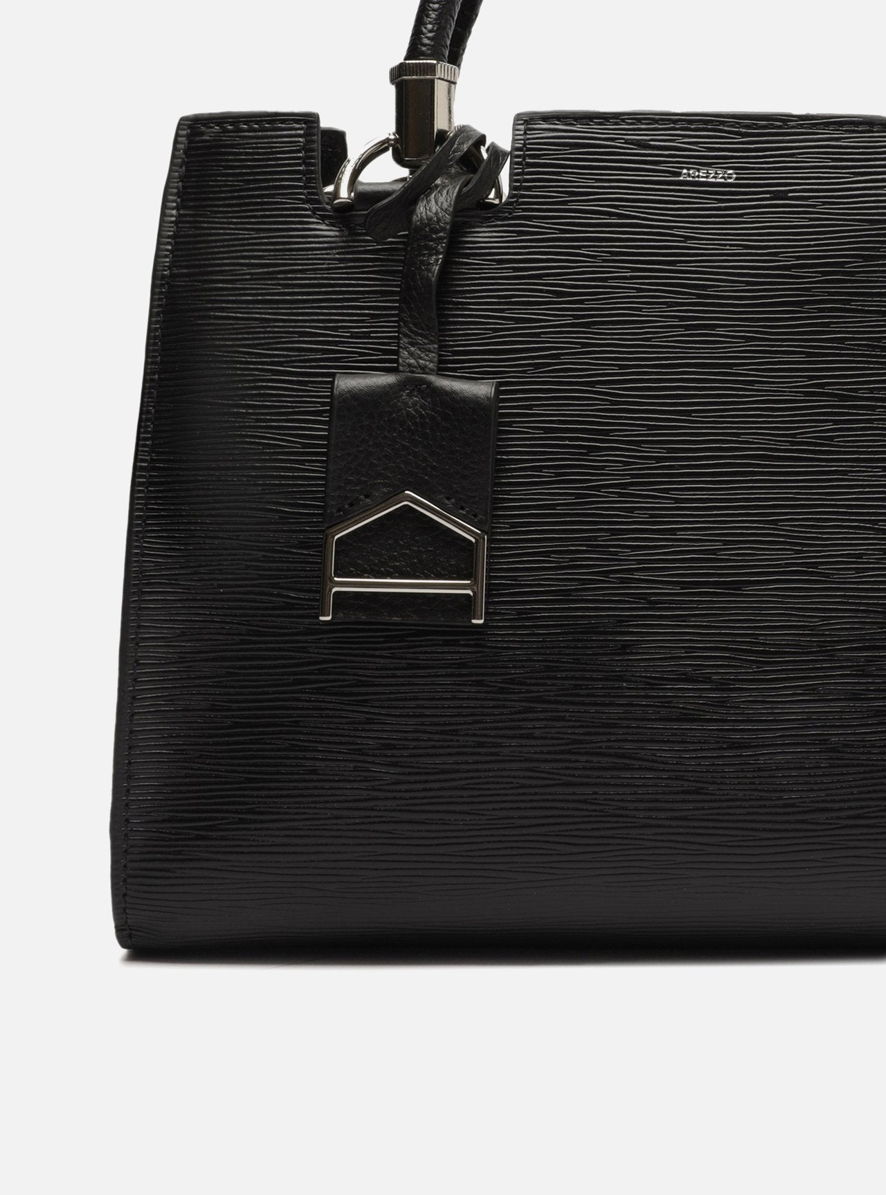 Tote Preta Couro Wave Abraccio Grande