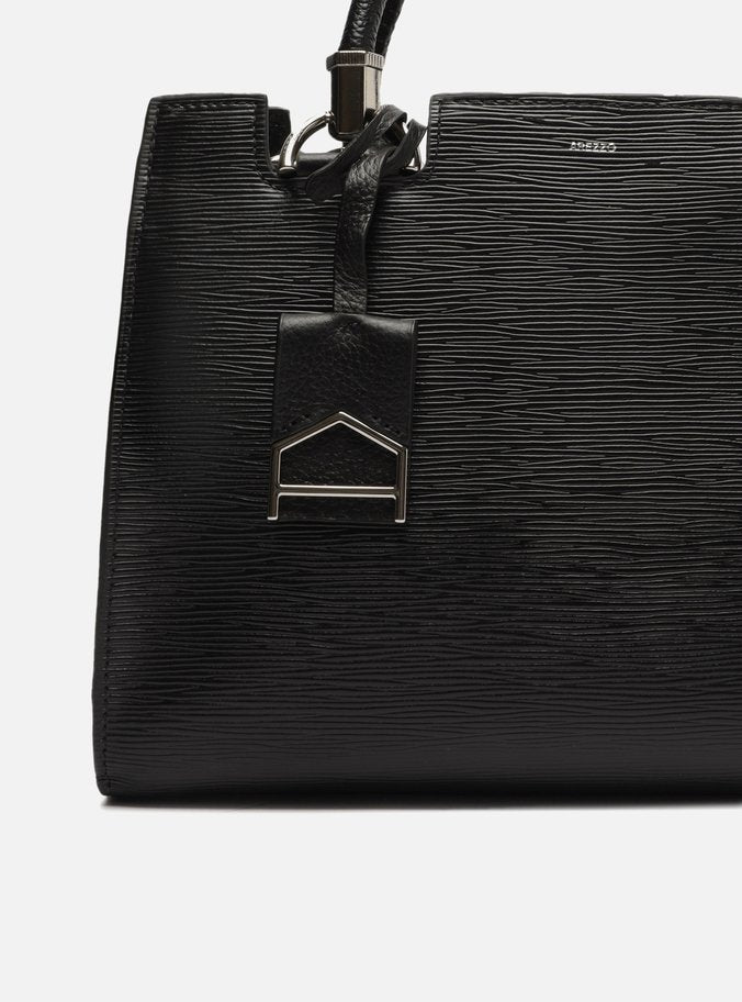 Tote Preta Couro Wave Abraccio Grande