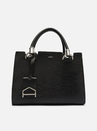 Bolsa Tote Preta Couro Abraccio Wave Média