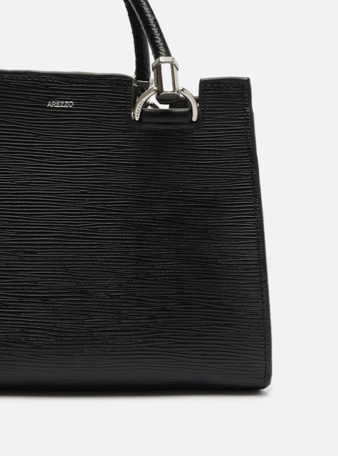 Bolsa Tote Preta Couro Abraccio Wave Média