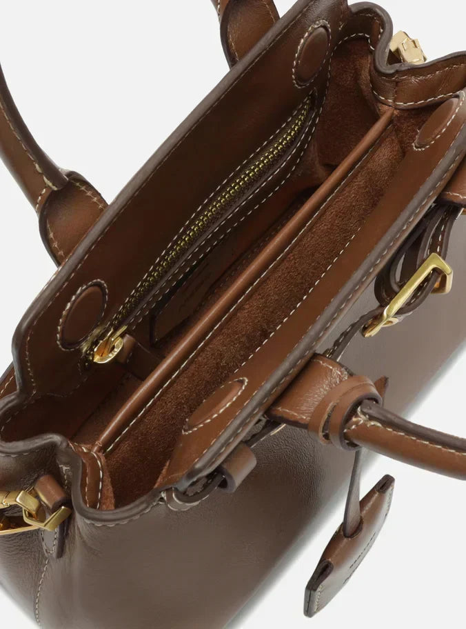 Bolsa Tote Marrom Couro Pequena Bag Charm Victória