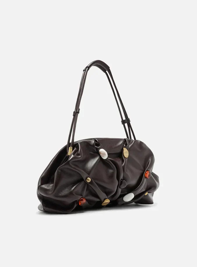 Bolsa Tiracolo Marrom Couro Média Aplicações