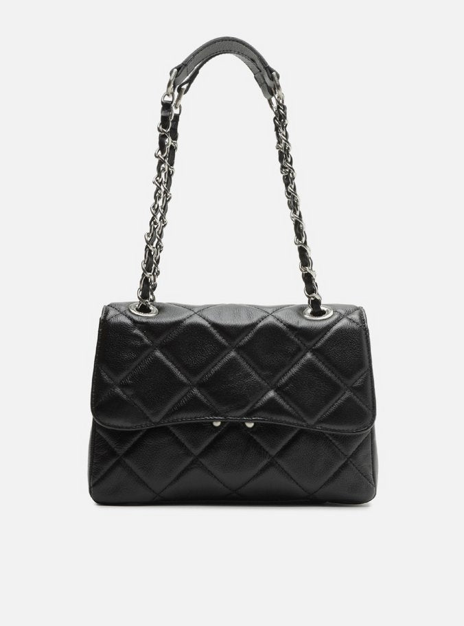 Bolsa Tiracolo Preta Couro Mizz Média