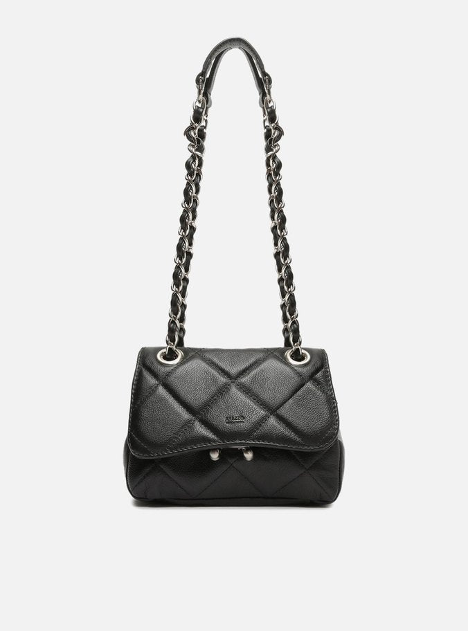 Bolsa Tiracolo Preta Couro Mizz Pequena