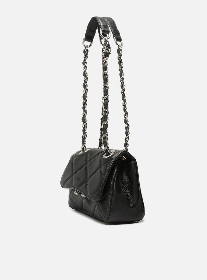 Bolsa Tiracolo Preta Couro Mizz Pequena