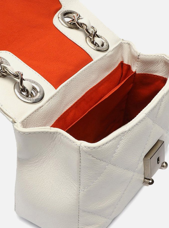 Bolsa Tiracolo Branca Couro Mizz Pequena