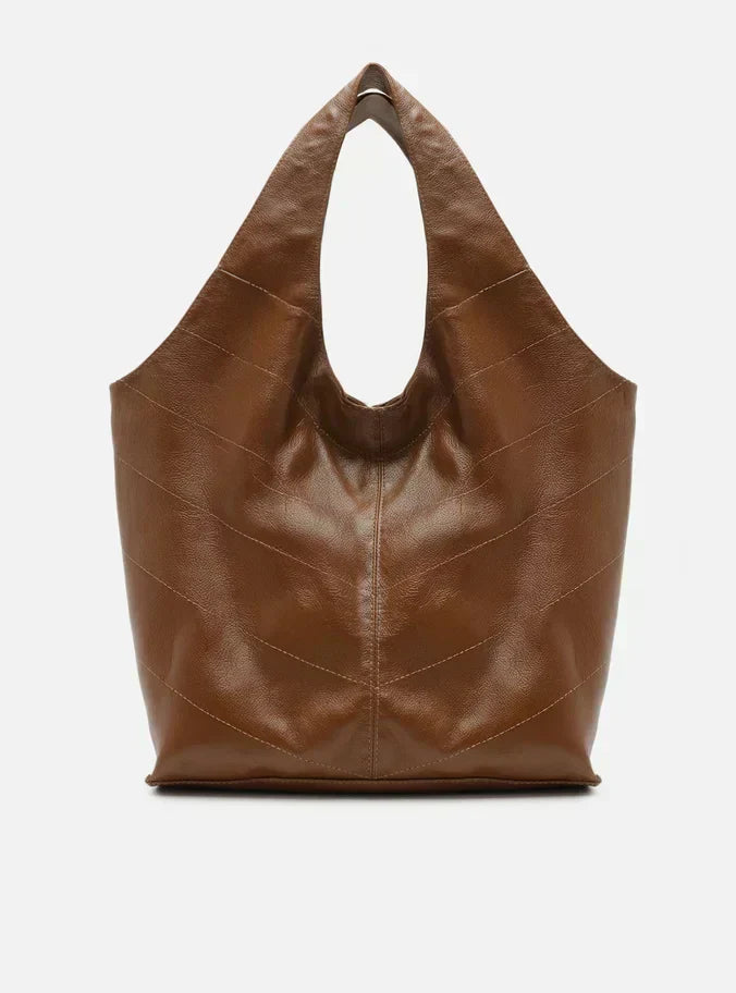 Bolsa Hobo Marrom Couro Grande Barbicacho