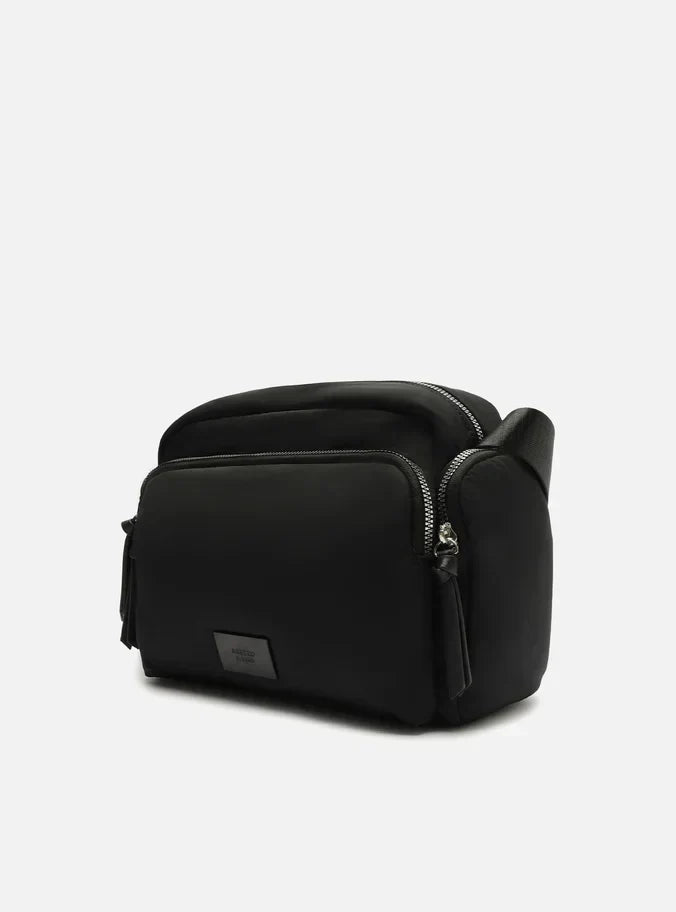 Bolsa Tiracolo Preta Nylon Média Bolso