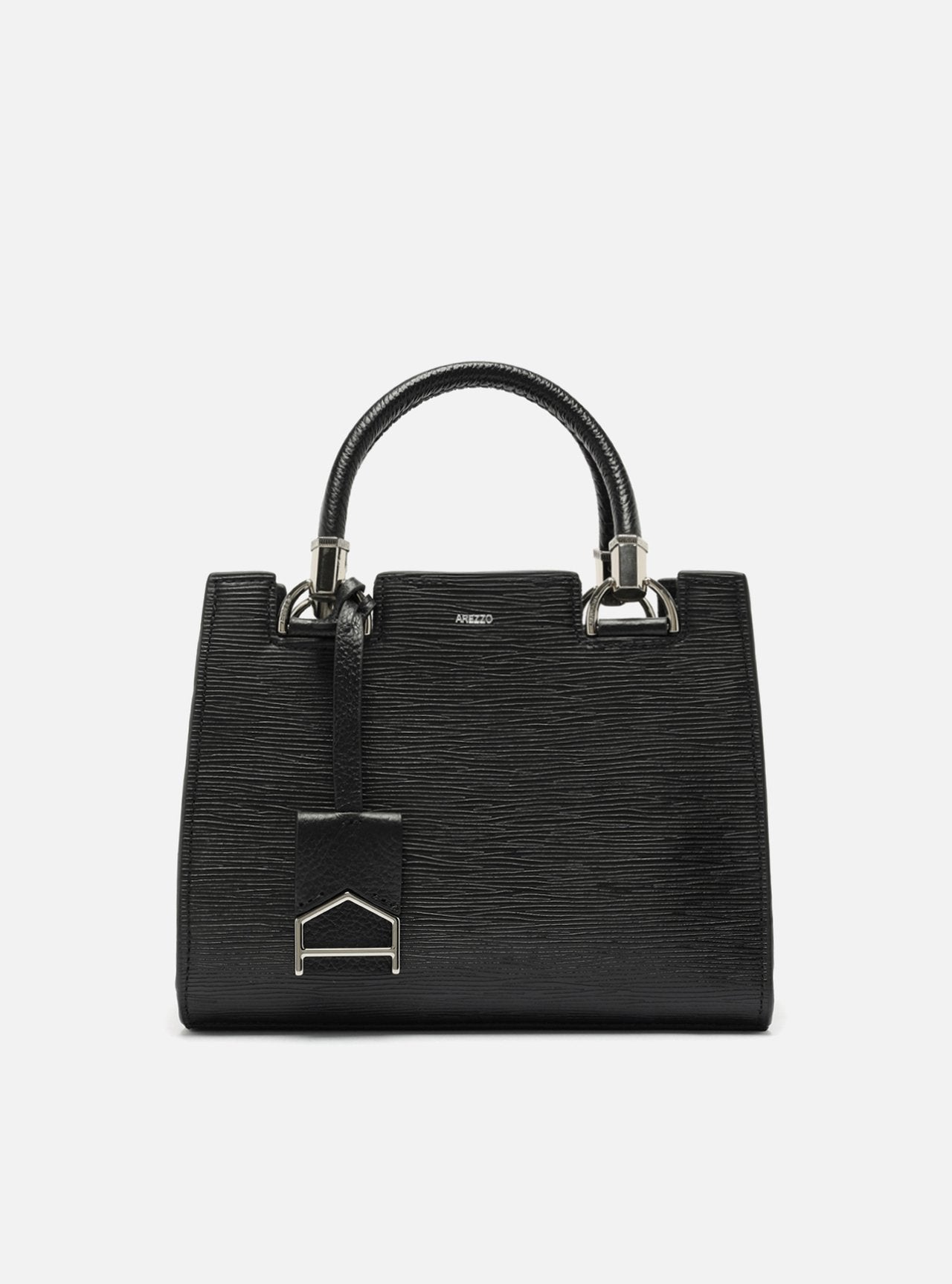 Bolsa Tote Preta Couro Abbraccio Média