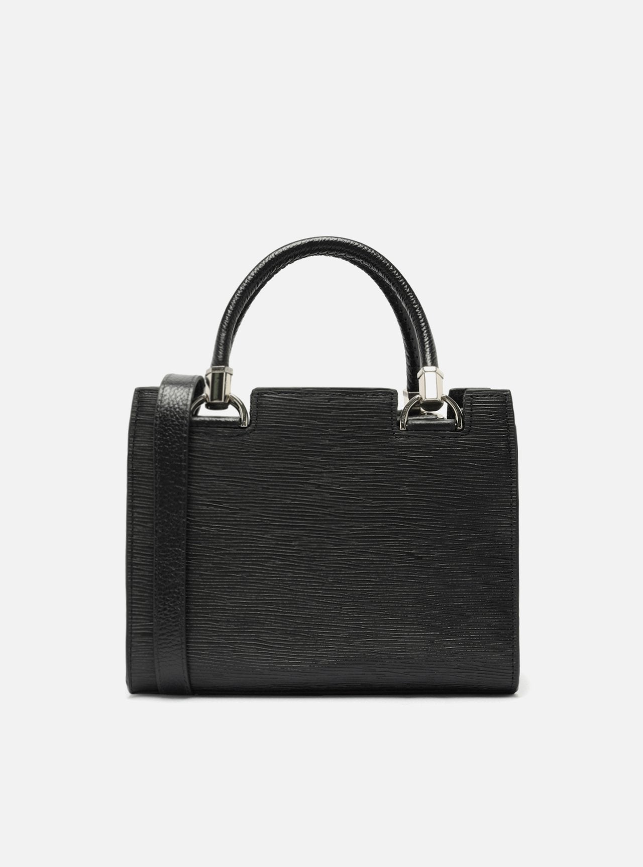 Bolsa Tote Preta Couro Abbraccio Média