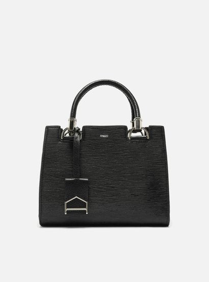 Bolsa Tote Preta Couro Abbraccio Média