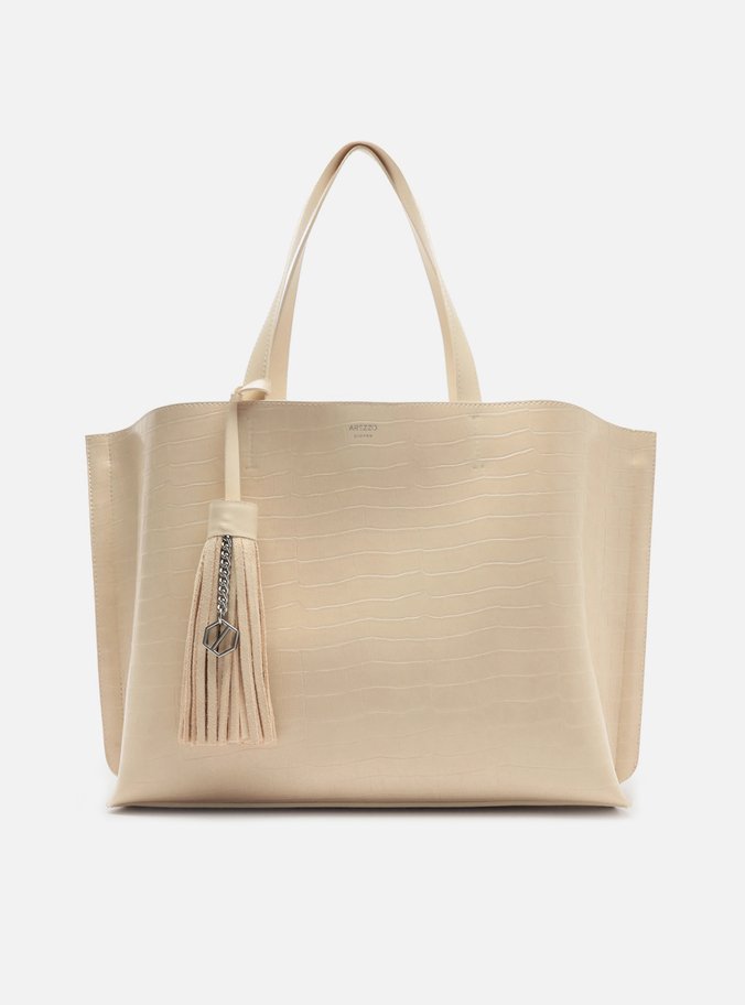 Bolsa Shopping Branca Croco Valentina Grande