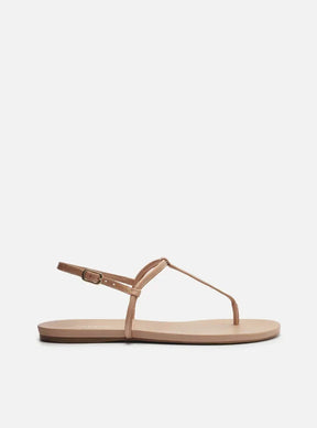 Sandália Rasteira Bege Tiras Slim Básica