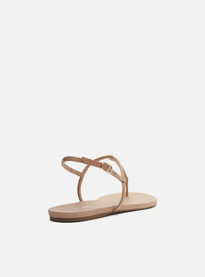 Sandália Rasteira Bege Tiras Slim Básica