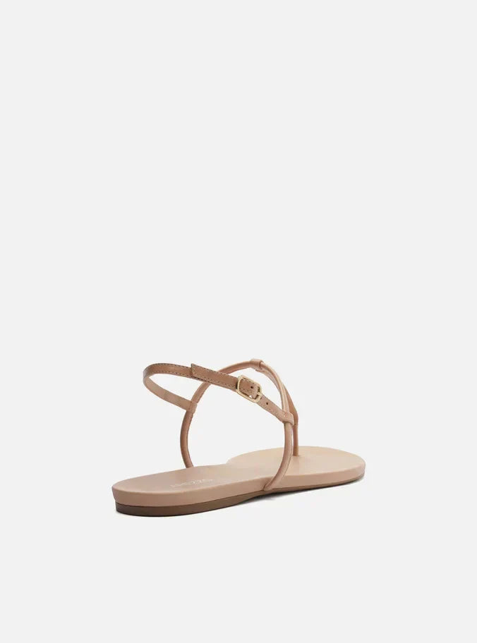 Sandália Rasteira Bege Tiras Slim Básica