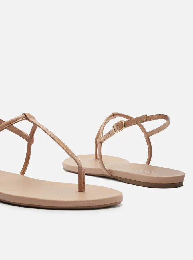 Sandália Rasteira Bege Tiras Slim Básica