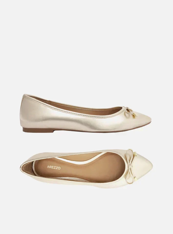 Sapatilha Bico Fino Dourada Platino