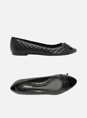 Sapatilha Bico Fino Matelassê Biqueira Verniz Preta