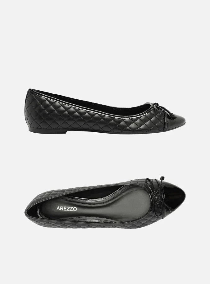 Sapatilha Bico Fino Matelassê Biqueira Verniz Preta