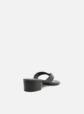 Sandália Preta Salto Bloco Cortiça Tiras