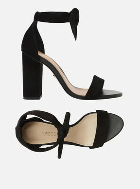 Sandália Lace-Up Nobuck Salto Bloco Alto Preta