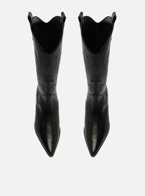 Bota Preta Couro Cano Médio Western