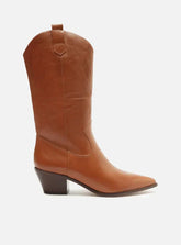 Bota Marrom Couro Cano Médio Western