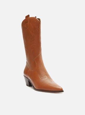 Bota Marrom Couro Cano Médio Western