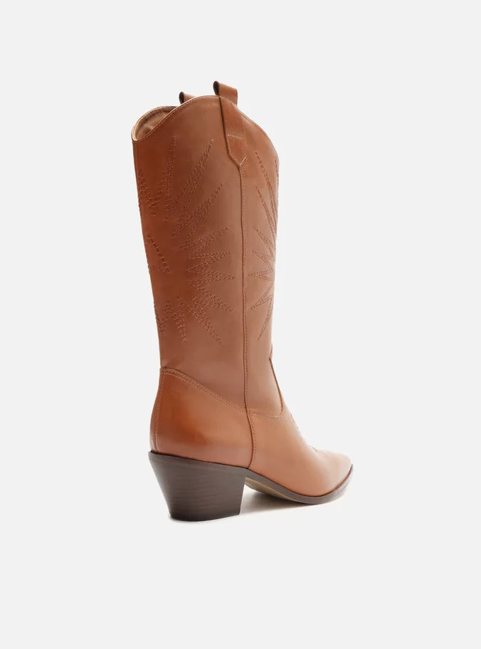 Bota Marrom Couro Cano Médio Western