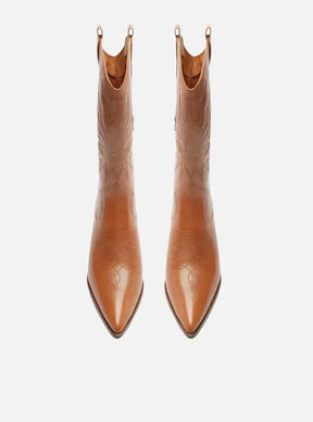 Bota Marrom Couro Cano Médio Western