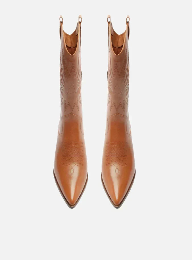 Bota Marrom Couro Cano Médio Western