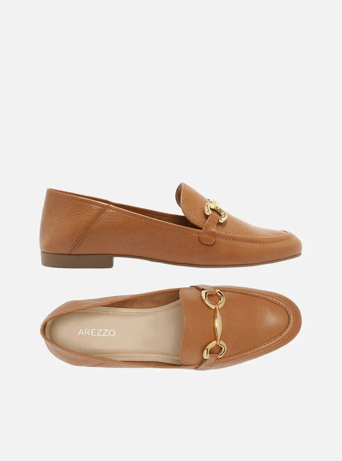 Mocassim Marrom Couro Bridão Metálico Básico Luma