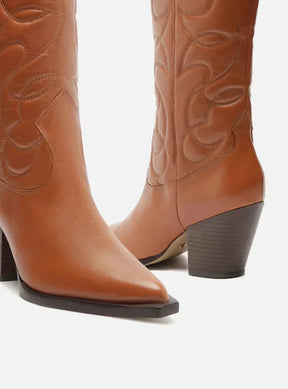 Bota Marrom Couro Cano Longo Western Georgia