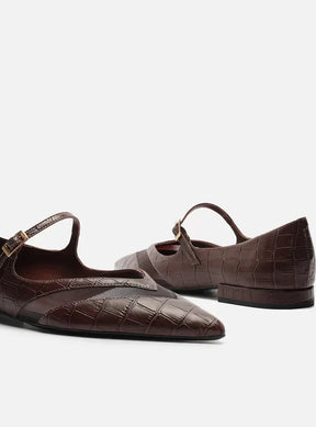 Sapatilha Marrom Croco Tela