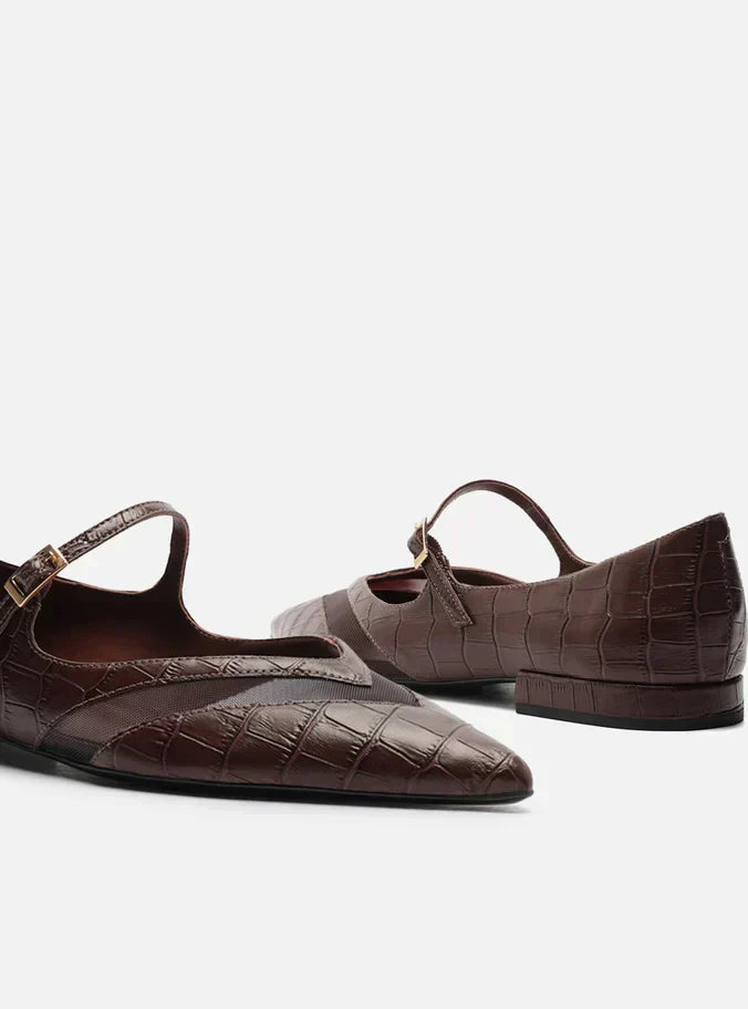 Sapatilha Marrom Croco Tela