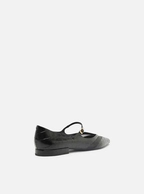 Sapatilha Preta Croco Tela