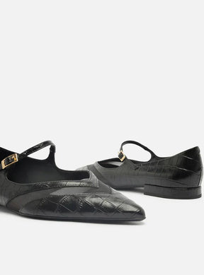 Sapatilha Preta Croco Tela