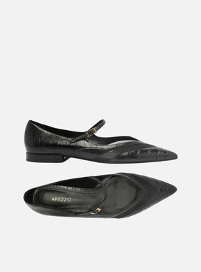 Sapatilha Preta Croco Tela