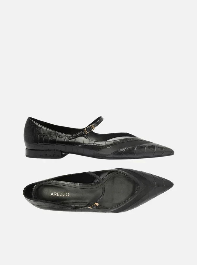 Sapatilha Preta Croco Tela