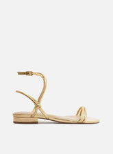 Sandália Rasteira Dourada Tiras Knot